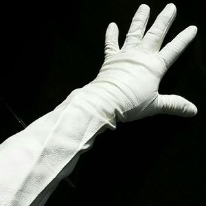 White Leather gloves.